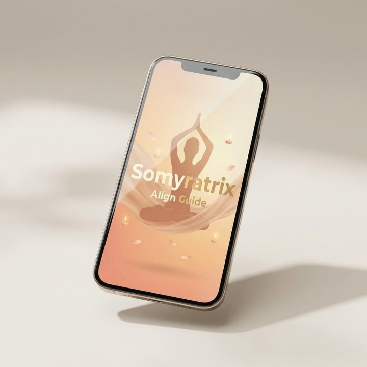 Phone displaying 'Somyratrix Align Guide' app on a gradient background