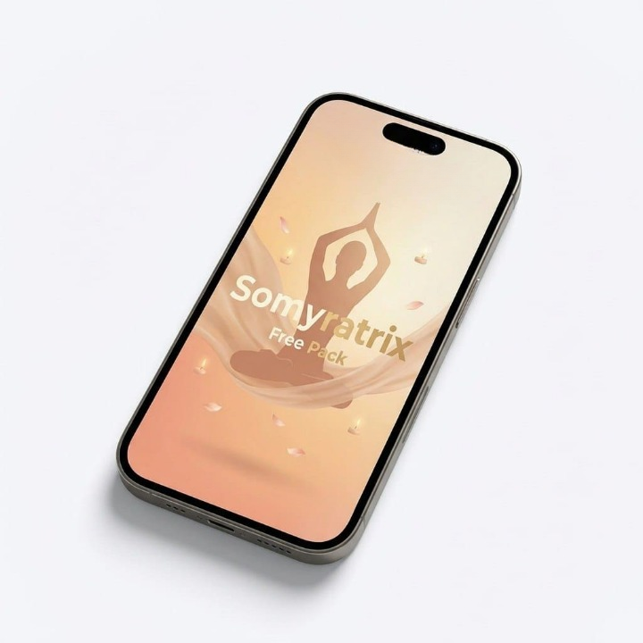 Smartphone with Somyratrix course interface on a white background