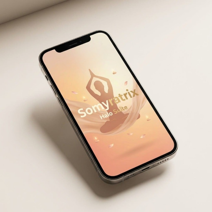 Smartphone displaying the Somyratrix app on a light surface