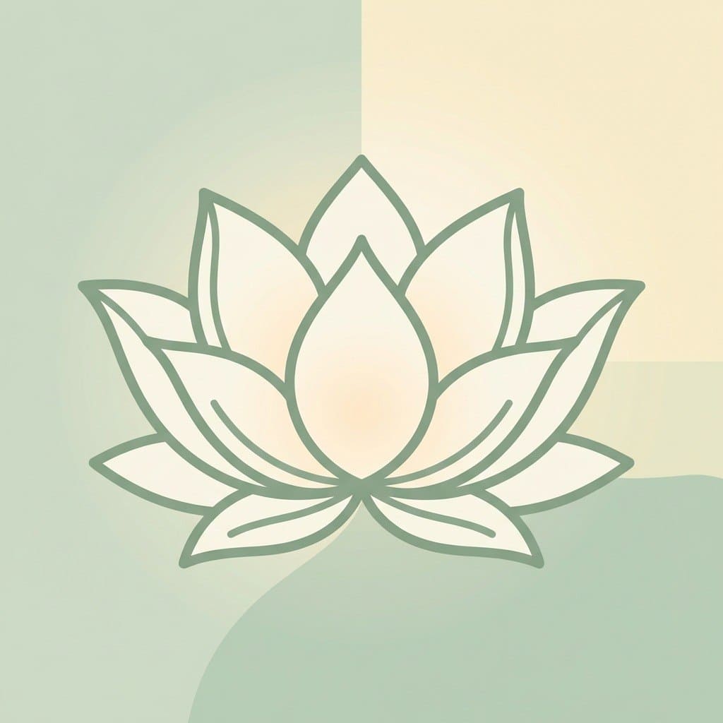 Outline of a lotus flower on a gradient background