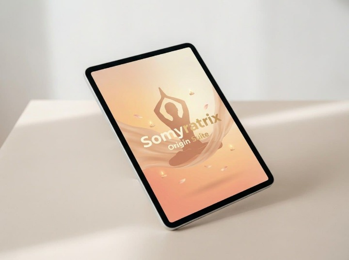Smartphone with Somyratrix course  on a light background